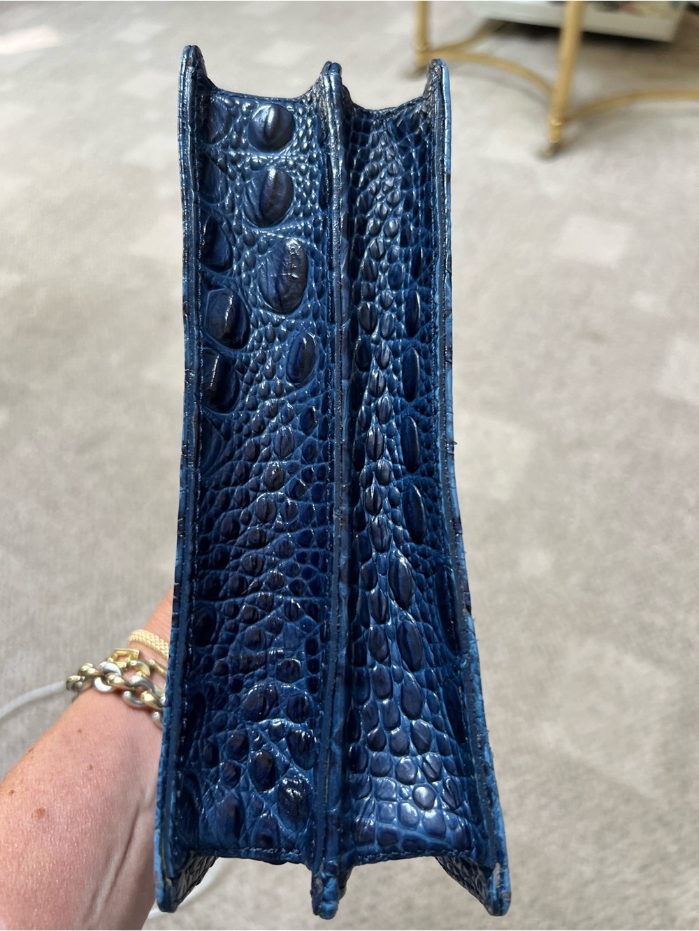 Brahmin Navy Croc-Embossed Leather Crossbody with Gold Accent - Picture 4 of 12